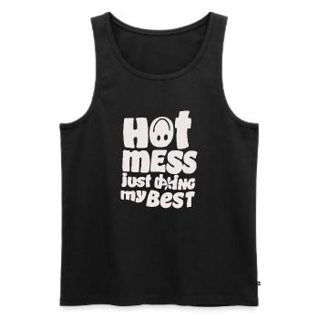 Humorous 'Hot Mess' Quote Design - Men's Premium Organic Tank Top - black - Front - Michal (187cm)