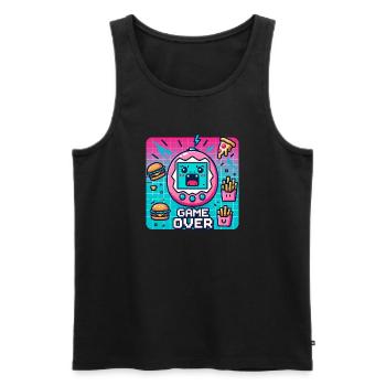 Pixel console, retro and snacks - Men's Premium Organic Tank Top - black - Front - AI Model Male 178 light (178cm)