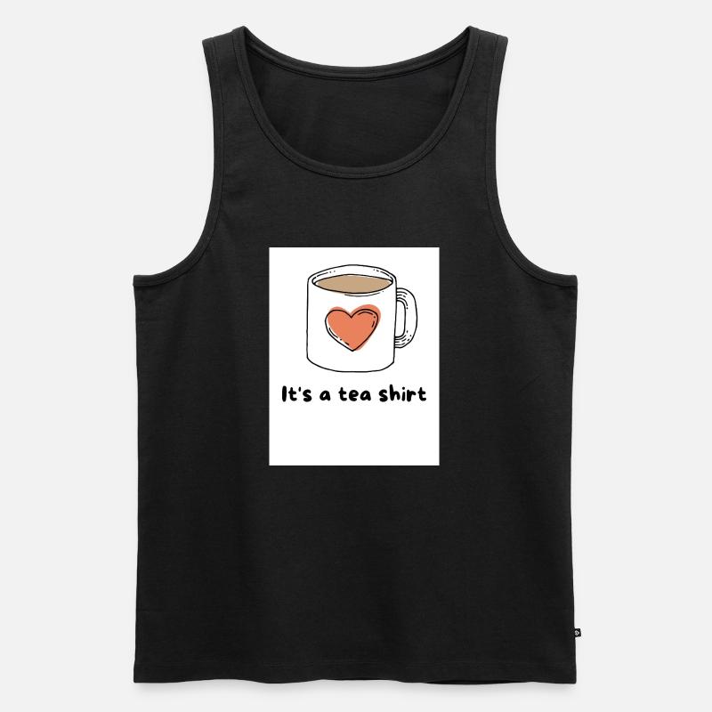 Herz Kaffeebecher Tee Shirt Design - Männer Premium Bio Tank Top - Schwarz