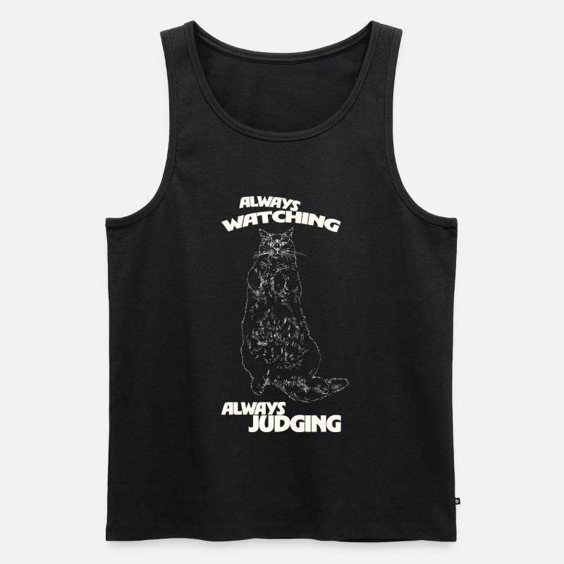 IMMER BEOBACHTEND, IMMER URTEILEND - Männer Premium Bio Tank Top - Schwarz