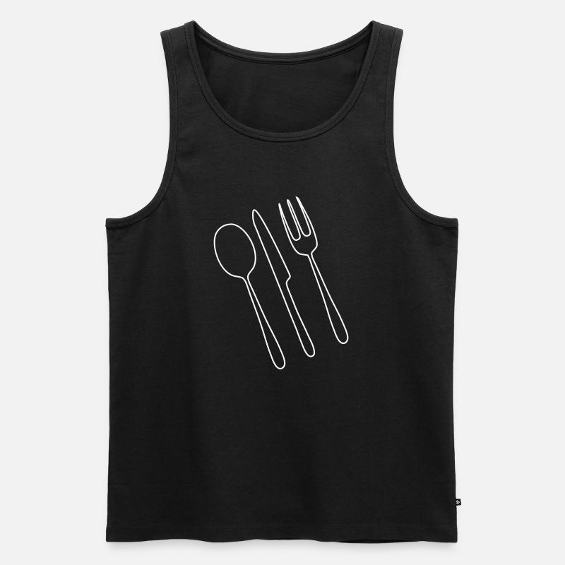 Besteck Gabel Löffel - Männer Premium Bio Tank Top - Schwarz