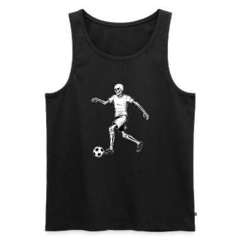 Dessin au trait du footballeur squelette - Débardeur bio Premium Homme - noir - Devant - Michal (187cm)
