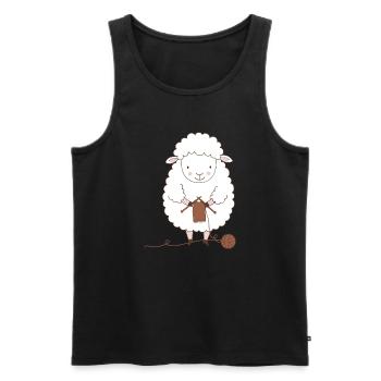 Sheep Knitter Wool and Needles - Men's Premium Organic Tank Top - black - Front - AI Model Male 178 light (178cm)