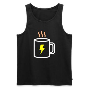 Kaffeebecher Energie Blitz - Männer Premium Bio Tank Top - Schwarz - Vorne - AI Model Male 178 light (178cm)