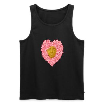 Floral Woman Face / Feminine Flower Illustration - Men's Premium Organic Tank Top - black - Front - AI Model Male 178 light (178cm)