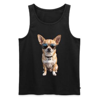Cool Chihuahua Sunglasses Dog - Men's Premium Organic Tank Top - black - Front - Michal (187cm)