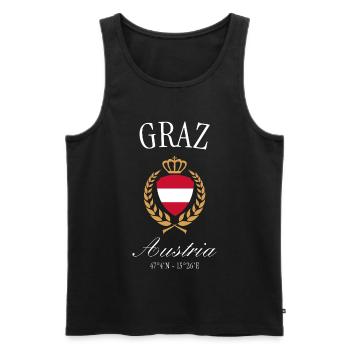 Graz Österreich Wappen Krone – Reise Souvenir - Männer Premium Bio Tank Top - Schwarz - Vorne - AI Model Male 178 light (178cm)