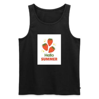 Hello Summer Strawberries - Men's Premium Organic Tank Top - black - Front - Michal (187cm)