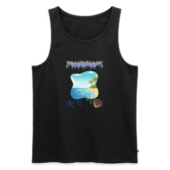 Strand - Männer Premium Bio Tank Top - Schwarz - Vorne - Michal (187cm)