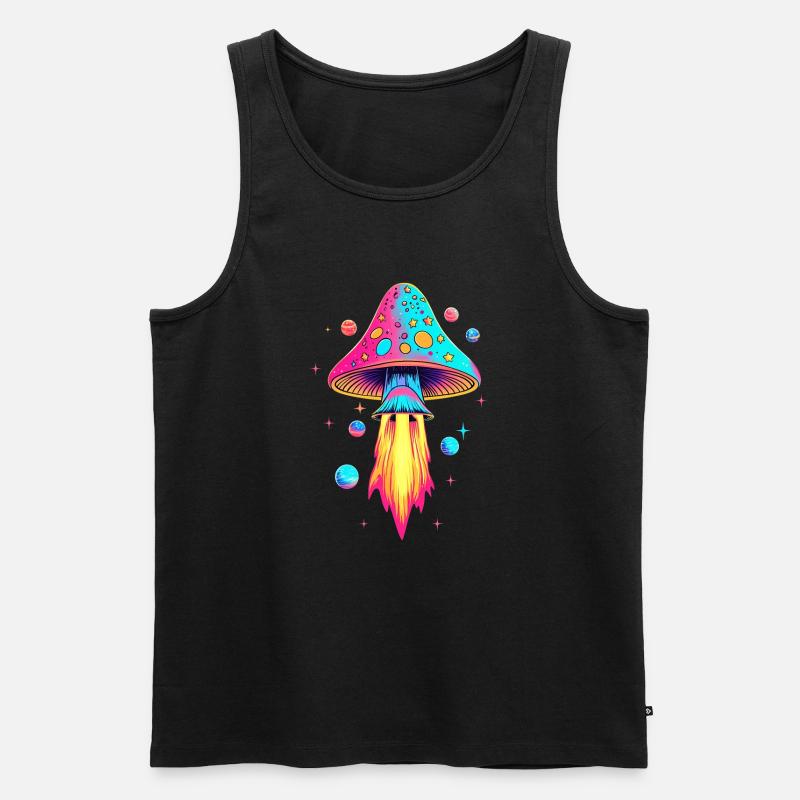 Psychedelic Mushroom Rocket - Männer Premium Bio Tank Top - Schwarz