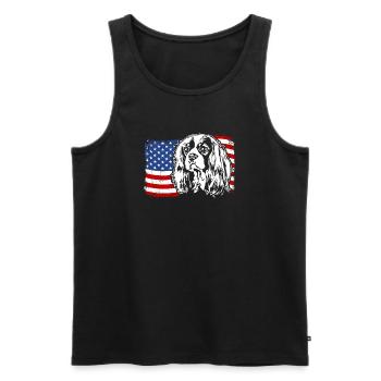 Cavalier King Charles Spaniel Drapeau de l’Amérique des États-Unis - Débardeur bio Premium Homme - noir - Devant - Michal (187cm)
