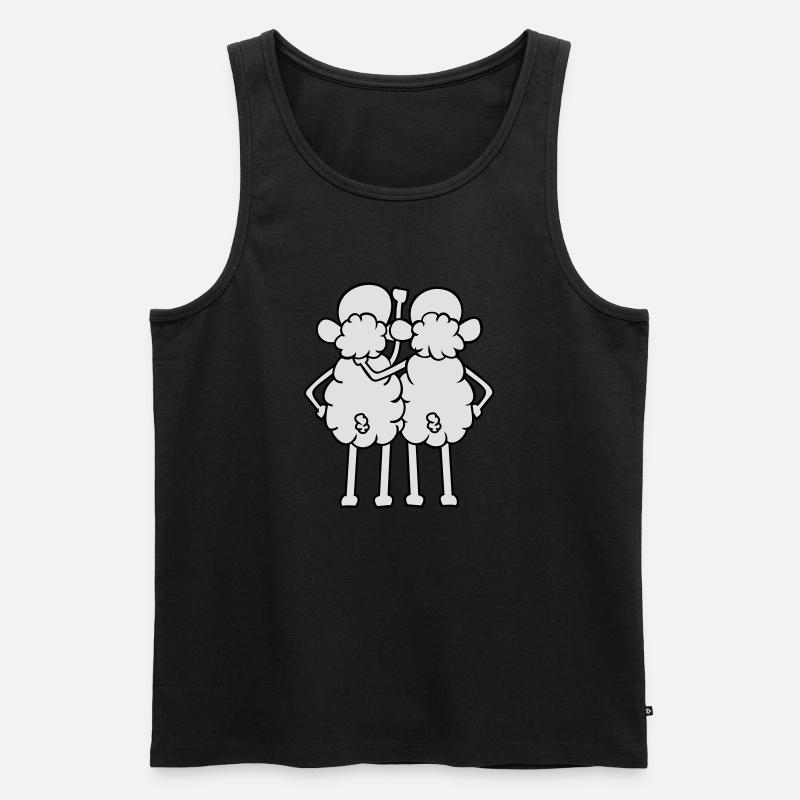 Schaf - Freunde - Männer Premium Bio Tank Top - Schwarz