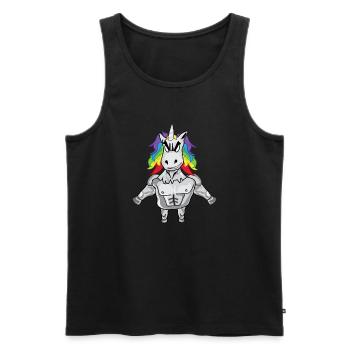 Einhorn Muskeln - Männer Premium Bio Tank Top - Schwarz - Vorne - Michal (187cm)