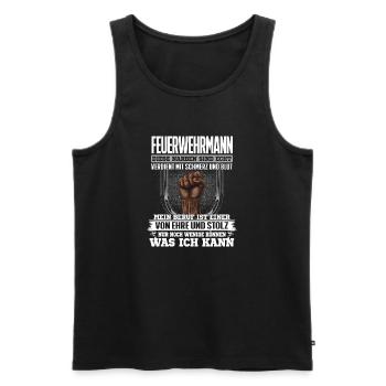 FEUERWEHRMANN - Ehre und Stolz - Männer Premium Bio Tank Top - Schwarz - Vorne - AI Model Male 178 light (178cm)