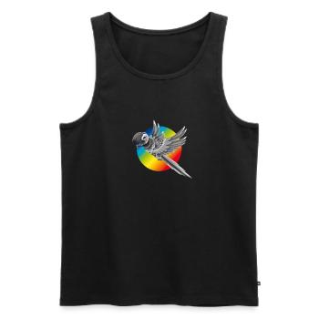 Parrot colorful bird rainbow cute fly com - Men's Premium Organic Tank Top - black - Front - AI Model Male 178 light (178cm)
