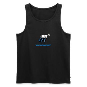 Photography "Iam a pixelpusher for life" T-Shirt - Men's Premium Organic Tank Top - black - Front - AI Model Male 178 light (178cm)