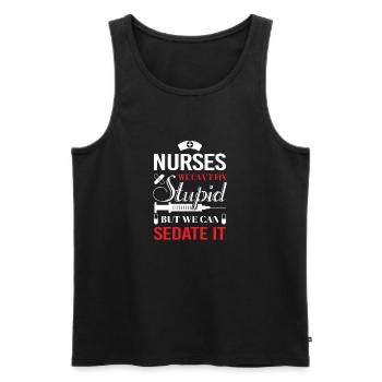 Nurses we can't fix stupid but we can sedate it - Débardeur bio Premium Homme - noir - Devant - Michal (187cm)
