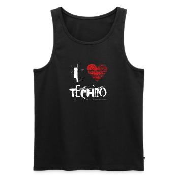 I love techno rave goa hardtek hard - Männer Premium Bio Tank Top - Schwarz - Vorne - AI Model Male 178 light (178cm)