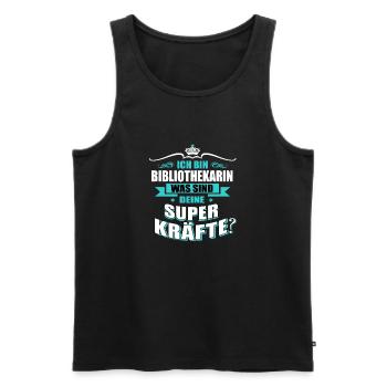 BIBLIOTHEKARIN-Superkräfte GESCHENK - Männer Premium Bio Tank Top - Schwarz - Vorne - AI Model Male 178 light (178cm)