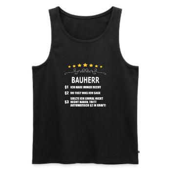 BAUHERR - Männer Premium Bio Tank Top - Schwarz - Vorne - Michal (187cm)