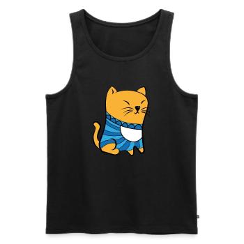 Katze mit Pullover - Männer Premium Bio Tank Top - Schwarz - Vorne - AI Model Male 178 light (178cm)