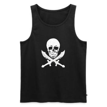 Skull pirate saber buccaneer pirate flag - Men's Premium Organic Tank Top - black - Front - AI Model Male 178 light (178cm)