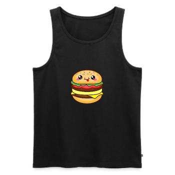 Burgers with smiling face - Men's Premium Organic Tank Top - black - Front - AI Model Male 178 light (178cm)
