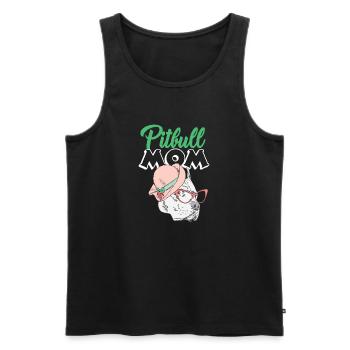 Pitbull Mama T-Shirt - Männer Premium Bio Tank Top - Schwarz - Vorne - Michal (187cm)