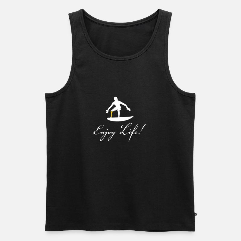 Surfer mit Prothese - Männer Premium Bio Tank Top - Schwarz