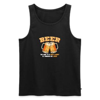 Lustiges Bier Geschenk Bier Mann Herz Leber - Männer Premium Bio Tank Top - Schwarz - Vorne - Michal (187cm)