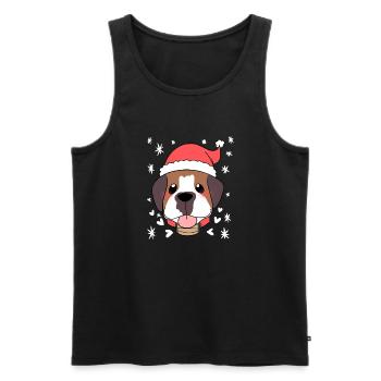 Weihnachten – Weihnachtspullover – Bernhardiner - Männer Premium Bio Tank Top - Schwarz - Vorne - Michal (187cm)