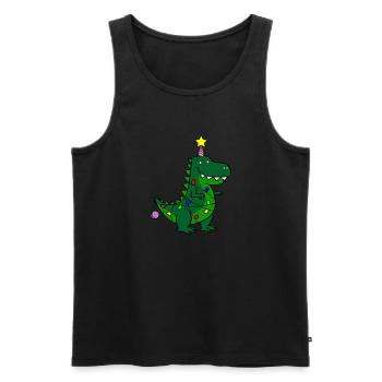 Ugly Christmas Tree Rex Dinocorn - Men's Premium Organic Tank Top - black - Front - Michal (187cm)