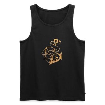 SWINE STYLE | ANCHOR AND BEACH - Men's Premium Organic Tank Top - black - Front - Michal (187cm)