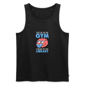 Let's go to the Gym Library Books Worm Gift - Men's Premium Organic Tank Top - black - Front - Michal (187cm)