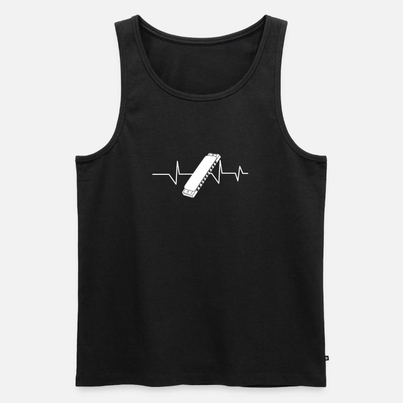 Harmonica - harmonica player - heartbeat - Men's Premium Organic Tank Top - black