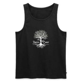 Rooted in Christ T Shirt Christian Faith and Love - Männer Premium Bio Tank Top - Schwarz - Vorne - Michal (187cm)
