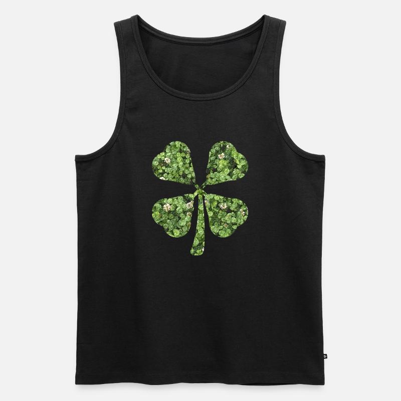 vierblättriges Kleeblatt - Männer Premium Bio Tank Top - Schwarz