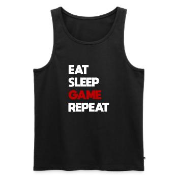 Manger dormir répéter jeu - Débardeur bio Premium Homme - noir - Devant - Michal (187cm)