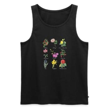 Vintage Botanical Floral Flower T-Shirt - Männer Premium Bio Tank Top - Schwarz - Vorne - Michal (187cm)