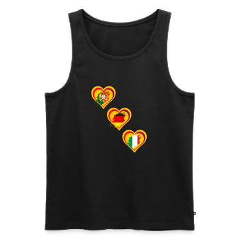 Les drapeaux du coeur aiment l'Allemagne, le Portugal et l'Italie - Débardeur bio Premium Homme - noir - Devant - Michal (187cm)
