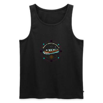 Narrowboat Illustration Home is where You Moore It - Men's Premium Organic Tank Top - black - Front - Michal (187cm)