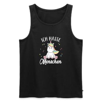 Je déteste les gens Licorne humour drôle de sweet - Débardeur bio Premium Homme - noir - Devant - Michal (187cm)