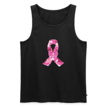 Brustkrebs-Bewusstseins-Rosa-Band-Unterstützung - Männer Premium Bio Tank Top - Schwarz - Vorne - Michal (187cm)