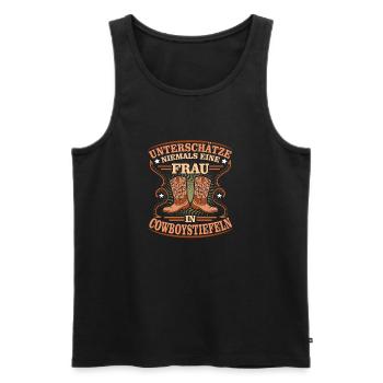 Unterschätze Niemals Frau Cowboystiefel Linedance - Männer Premium Bio Tank Top - Schwarz - Vorne - Michal (187cm)