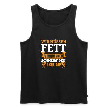 Fett verbrennen - Männer Premium Bio Tank Top - Schwarz - Vorne - Michal (187cm)