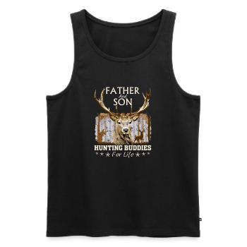 Père et fils chassant les copains pour la vie T-Shirt Gi - Débardeur bio Premium Homme - noir - Devant - Michal (187cm)