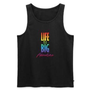 Das Leben ist ein großes Abenteuer - Männer Premium Bio Tank Top - Schwarz - Vorne - Michal (187cm)