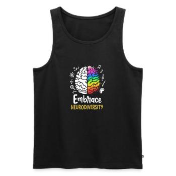 Embrassez la neurodiversité - Débardeur bio Premium Homme - noir - Devant - AI Model Male 178 light (178cm)