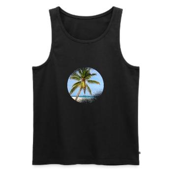 Malediven Palme - Männer Premium Bio Tank Top - Schwarz - Vorne - Michal (187cm)
