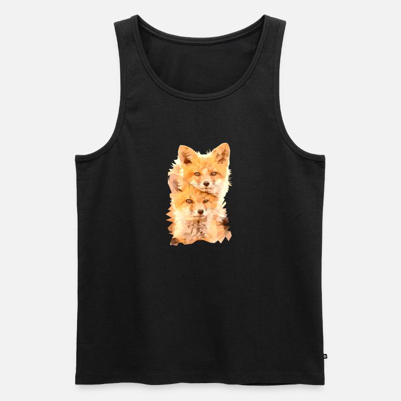Fuchs Polygon Art - Männer Premium Bio Tank Top - Schwarz